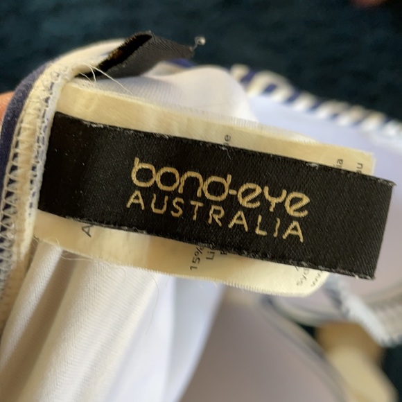 Swimsuit top padded Sz L Blue/White striped - Picture 3 of 4